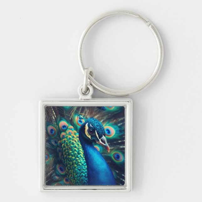 Peacock Profile Keychain (Front)