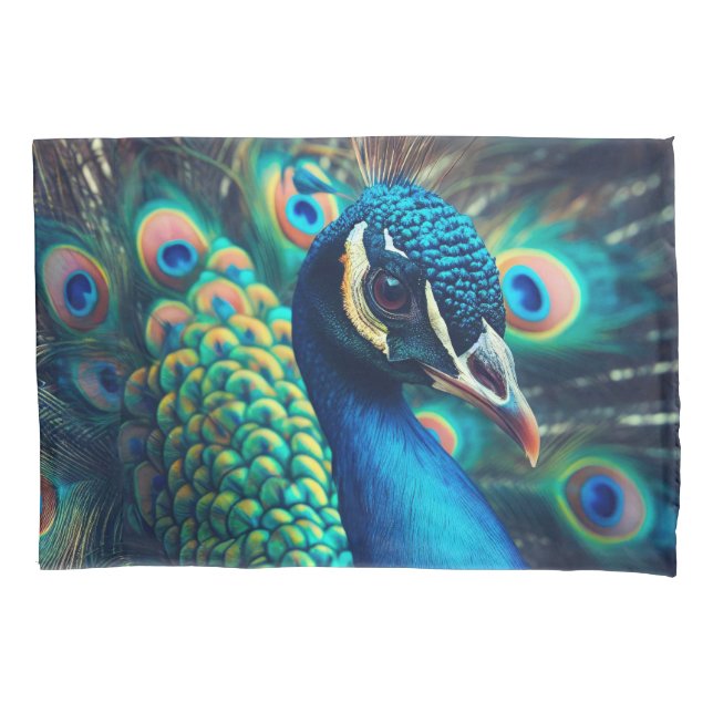 Peacock Profile Pillow Case (Front)