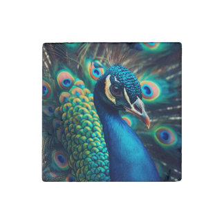 Peacock Profile Stone Magnet