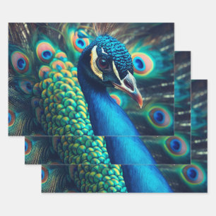 Peacock Profile Wrapping Paper Sheets