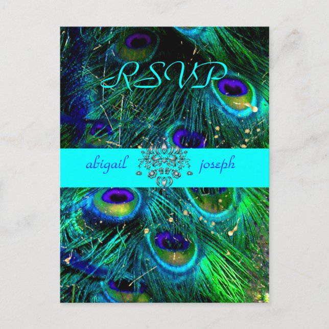 Peacock, psychedelic RSVP postcards (Front)