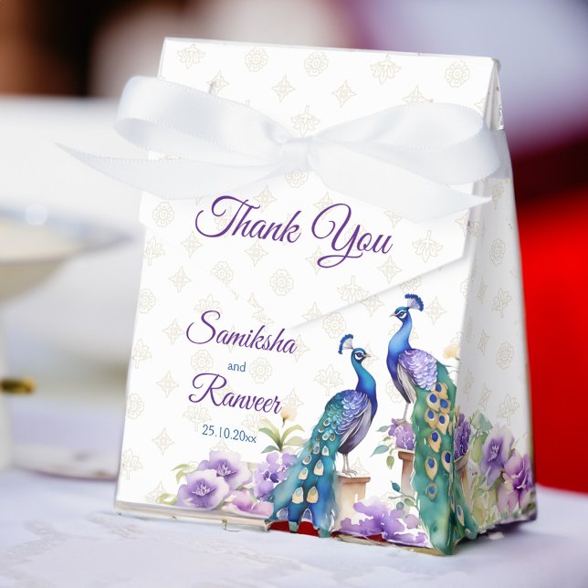Peacock purple flowers Indian wedding favor Favor Boxes (Peacocks purple flowers Indian wedding favor gifts Favor Box watercolor two peacocks lilac garden)