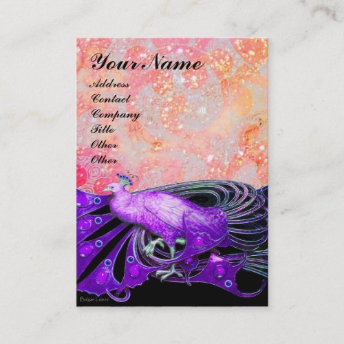 PEACOCK purple red pink black sparkle Business Card