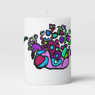 Peacock purple roses pillar candle