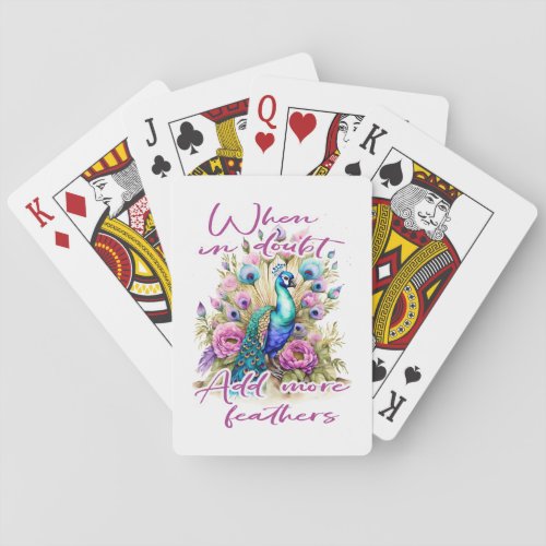 Peacock Purple Teal Feathers Funny Playing Cards