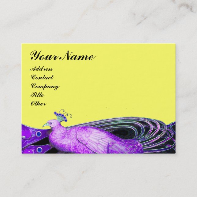 PEACOCK purple yellow black Business Card (Front)