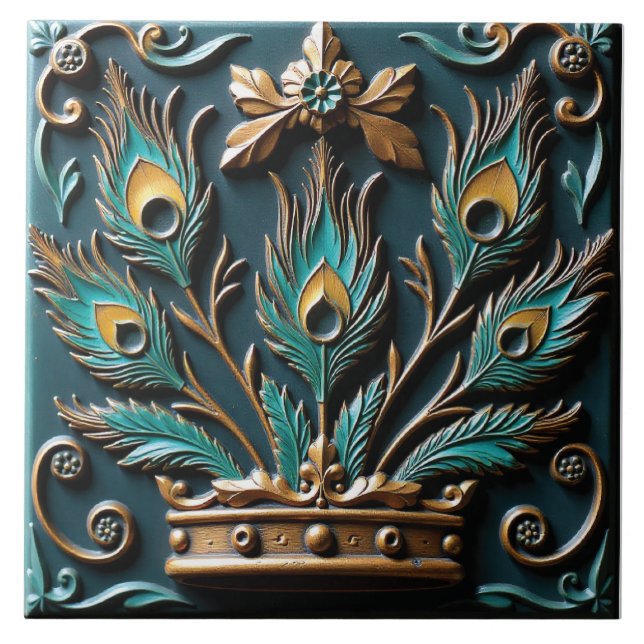 Peacock Queen Ceramic Tile (Front)