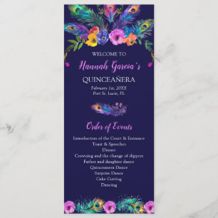 Peacock Quinceañera Order of Events-Honor Court Program