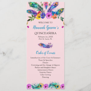 Peacock Quinceañera Order of Events-Honor Court Program