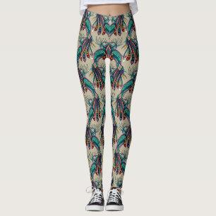 peacock rainbow love leggings