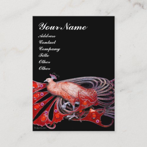 PEACOCK red black Business Card