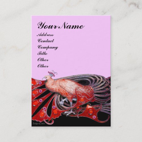 PEACOCK red black Business Card