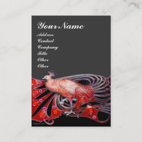 PEACOCK red black dark grey Business Card