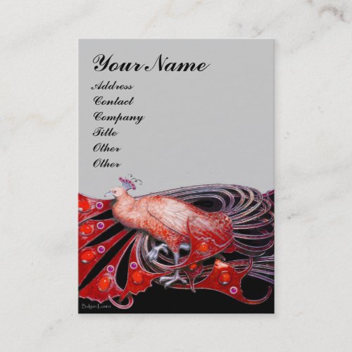 PEACOCK red black grey Business Card