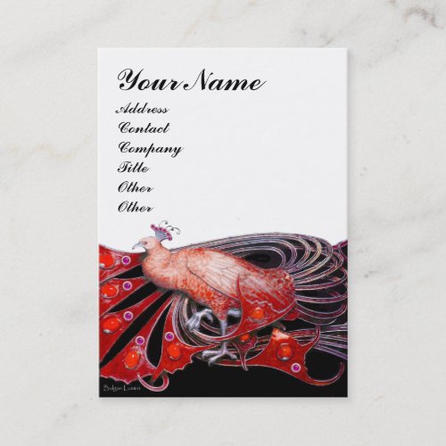 PEACOCK red black white Business Card