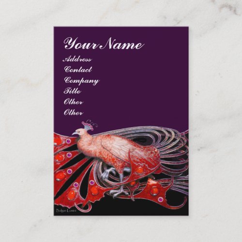 PEACOCK red purple black Business Card