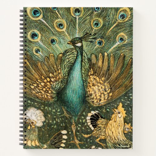 Peacock Rooster Illustrated Print Bullet Journal