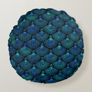 peacock round pillow