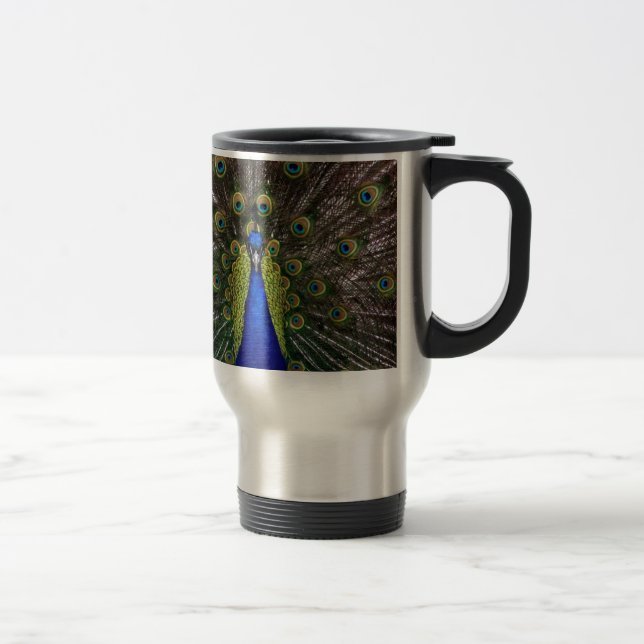 Peacock Royal Blue Gifts Presents Beautiful Travel Mug (Right)