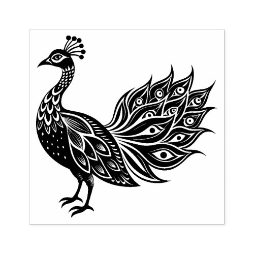 Peacock Rubber Stamp