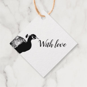 Peacock Rubber Stamp Foil Favor Tags