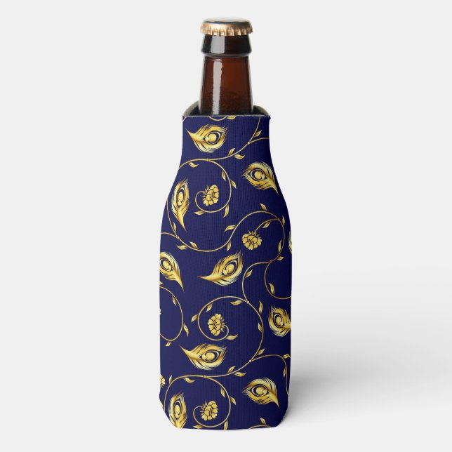 Peacock Sari Pattern Bottle Cooler (Bottle Front)