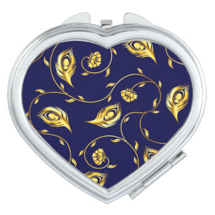 Peacock Sari Pattern Compact Mirror