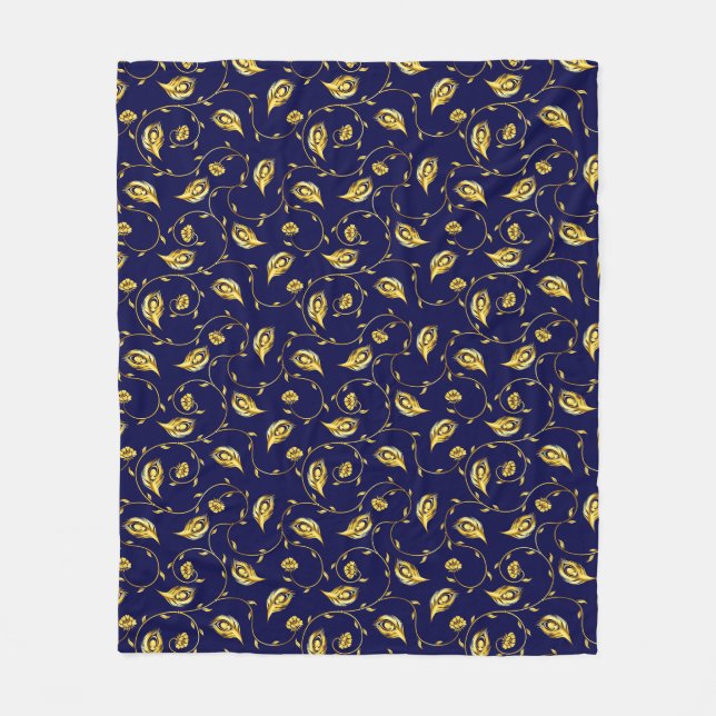 Peacock Sari Pattern Fleece Blanket (Front)