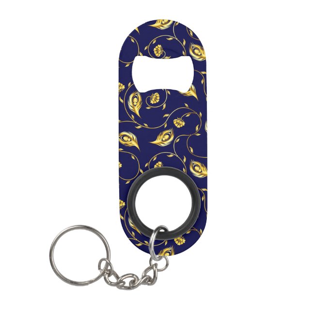 Peacock Sari Pattern Keychain Bottle Opener (Front)