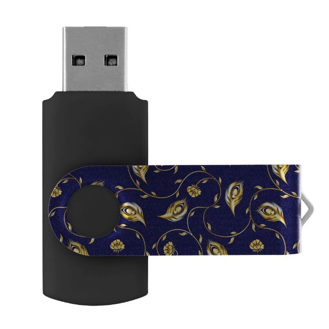 Peacock Sari Pattern USB Flash Drive (Opened)