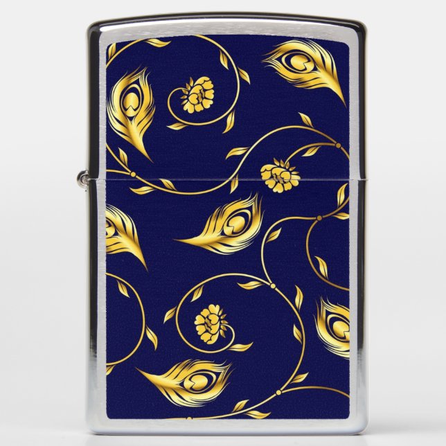 Peacock Sari Pattern Zippo Lighter (Front)