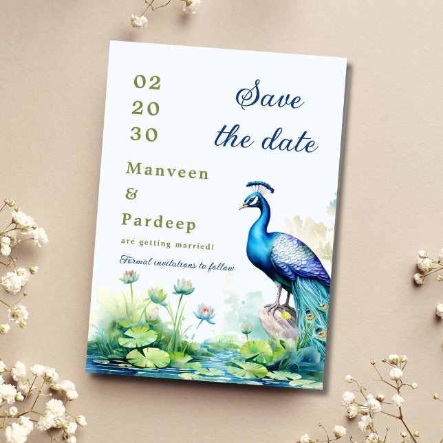 Peacock Save the Date template Lotus save the Date (Creator Uploaded)