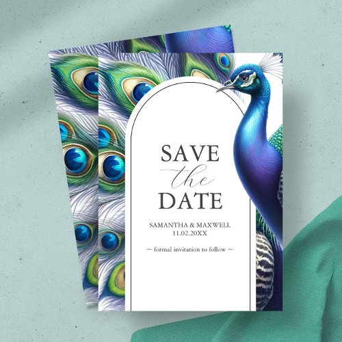 Peacock Save The Date Wedding Announcements