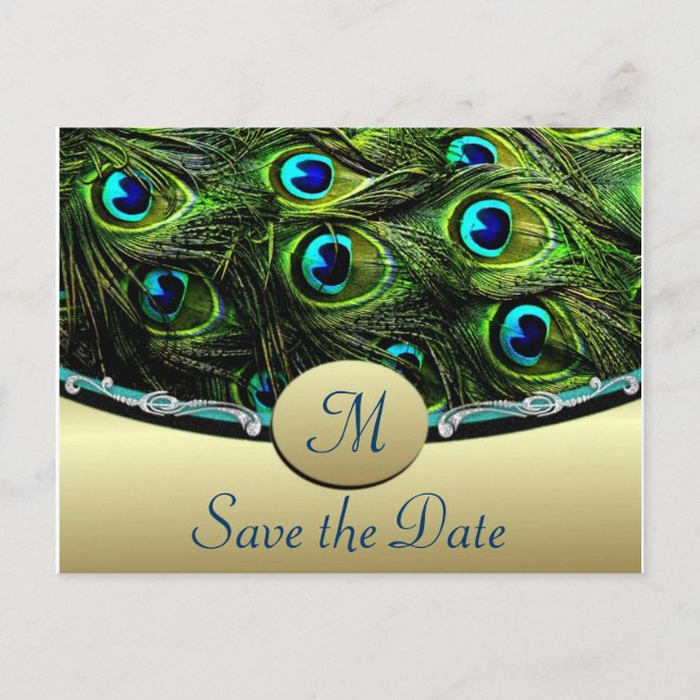 Peacock Save the Date Wedding Cards (Front)