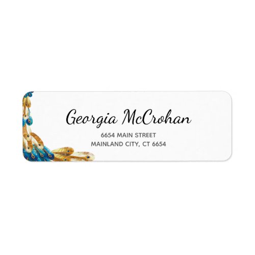 Peacock Script Typography Return Address Label