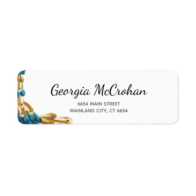 Peacock Script Typography Return Address Label (Front)