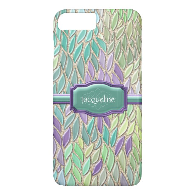 Peacock Sea Glass Mosaic Feather Impressionistic Case-Mate iPhone Case (Back)