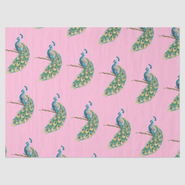 Peacock Series Design  3 Pink Tissue Paper (Front)
