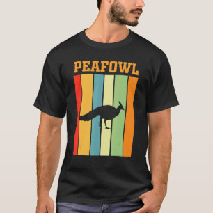 Peacock Shadow Silhouette In Retro Colors T-Shirt