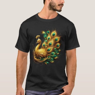 Peacock Showcasing Green and Yellow Plumage T-Shirt