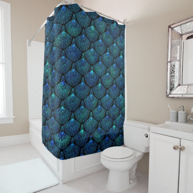 peacock shower curtain (In Situ)