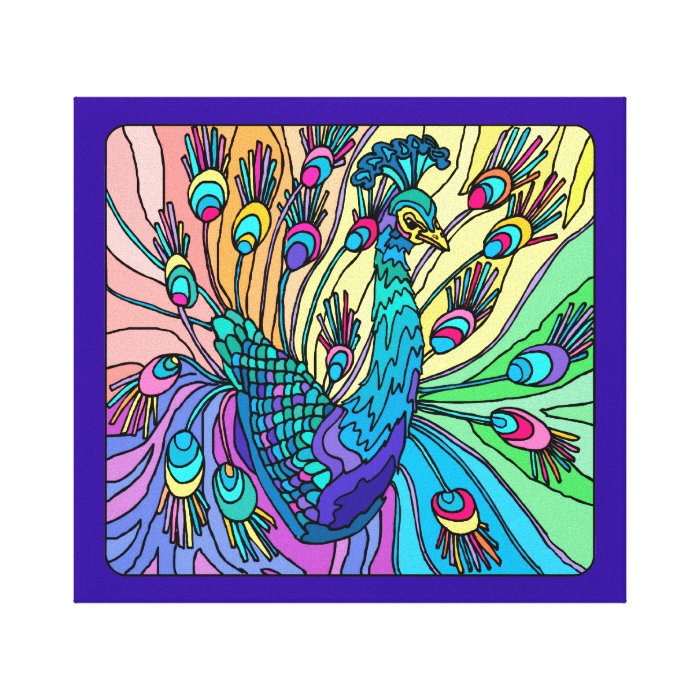 Peacock Shows Its Feathers 3D Wrapped Canvas Prin Gallery Wrap Canvas