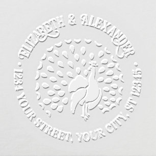 Peacock Silhouette #1 Couple Return Address Rnd Embosser