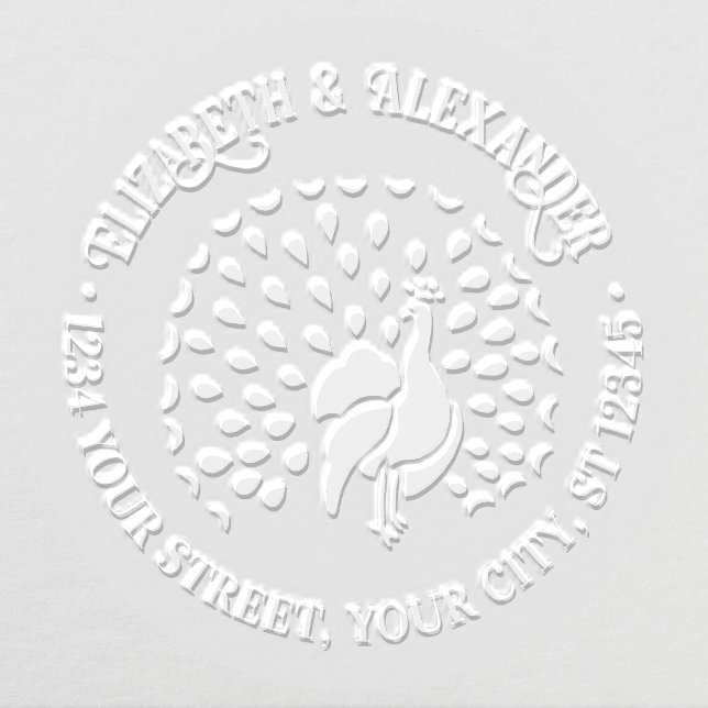 Peacock Silhouette #1 Couple Return Address Rnd Embosser (Design)