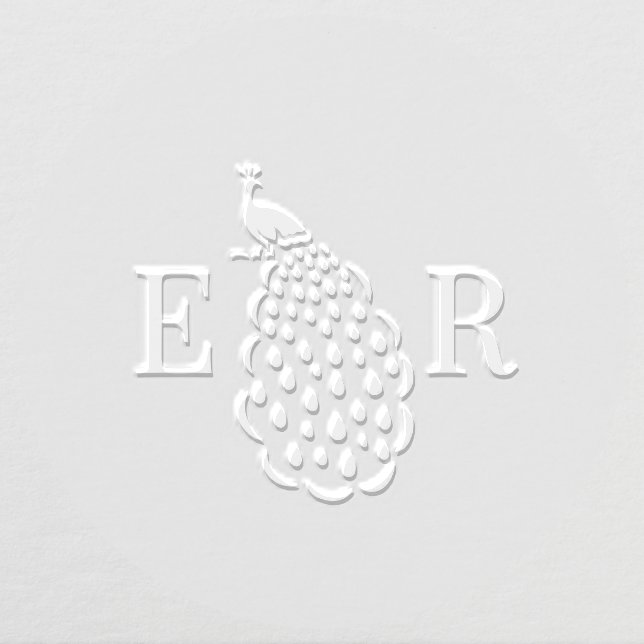 Peacock Silhouette #2 Couple 2 Initial Monogram Embosser (Design)