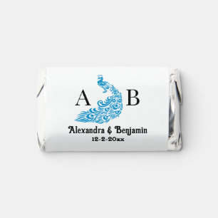 Peacock Silhouette #4 Couple 2 Init Monogram Names Hershey's Miniatures