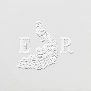 Peacock Silhouette #4 Couple 2 Initial Monogram W0 Embosser