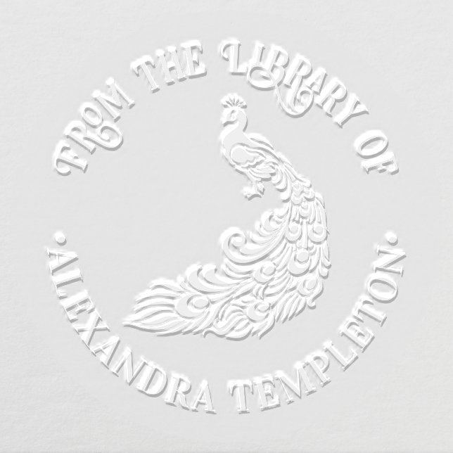 Peacock Silhouette #4 “From the Library of” Name  Embosser (Design)