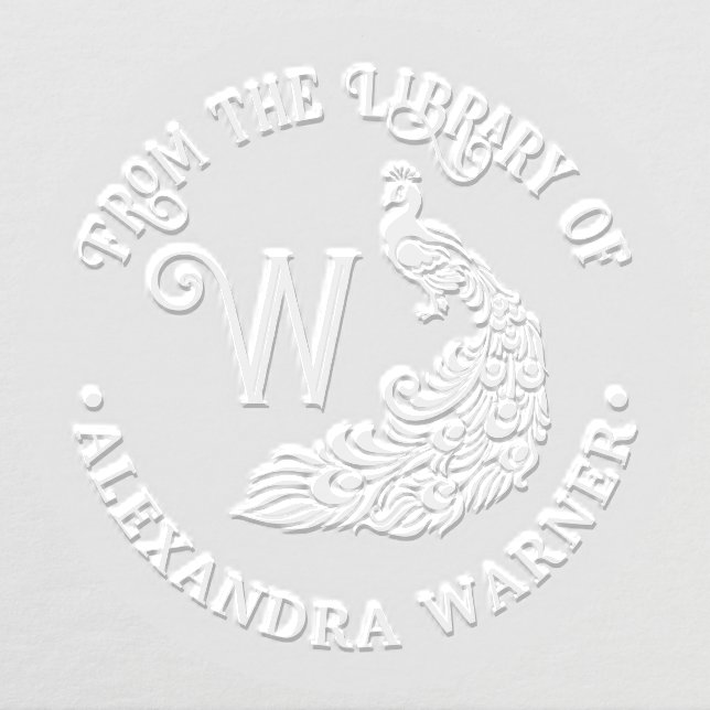 Peacock Silhouette #4 Library Book Name Initial Embosser (Design)