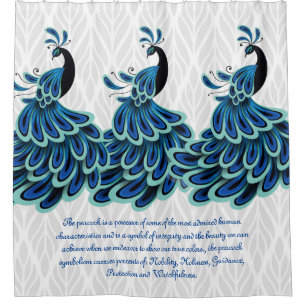 Peacock/Silver Design Shower Curtain